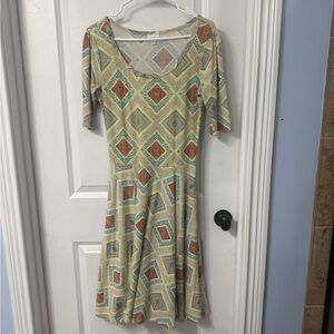 LuLaRoe Multicolor Diamond Pattern Midi Dress